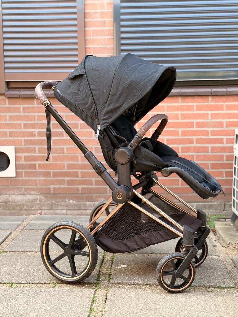 Cybex Priam (Rose Gold) 3-in-1 met Terreinwielen en Parasol, Gebruikt, Combiwagen, Verstelbare duwstang, Ophalen