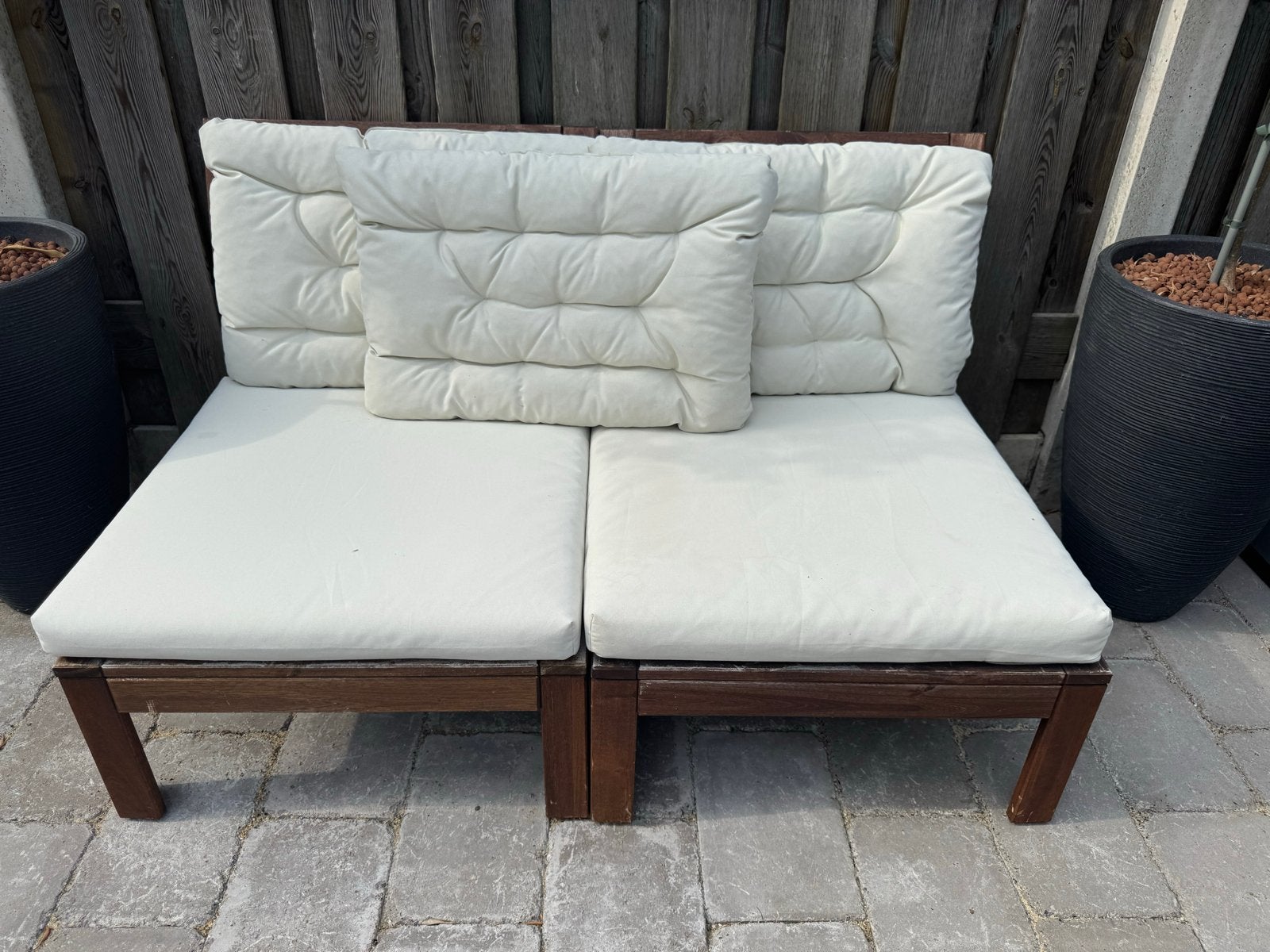 IKEA ÄPPLARÖ Buitenbank met kussens, Tuin en Terras, Tuinbanken, Ophalen, Gebruikt, Hout