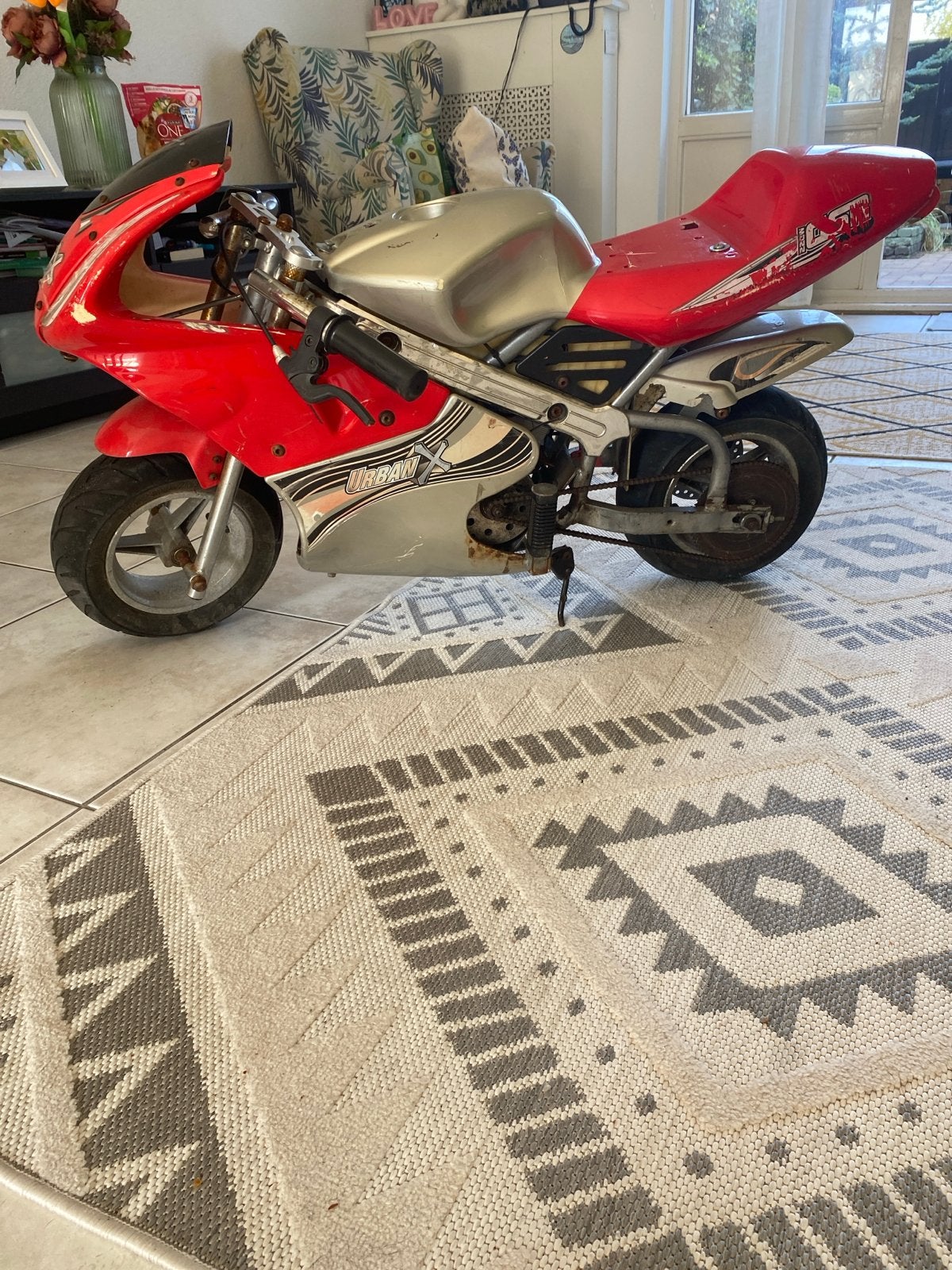 Urban X Pocketbike - Rood/Zilver, Ophalen, Gebruikt, Schijfrem, Pitbike