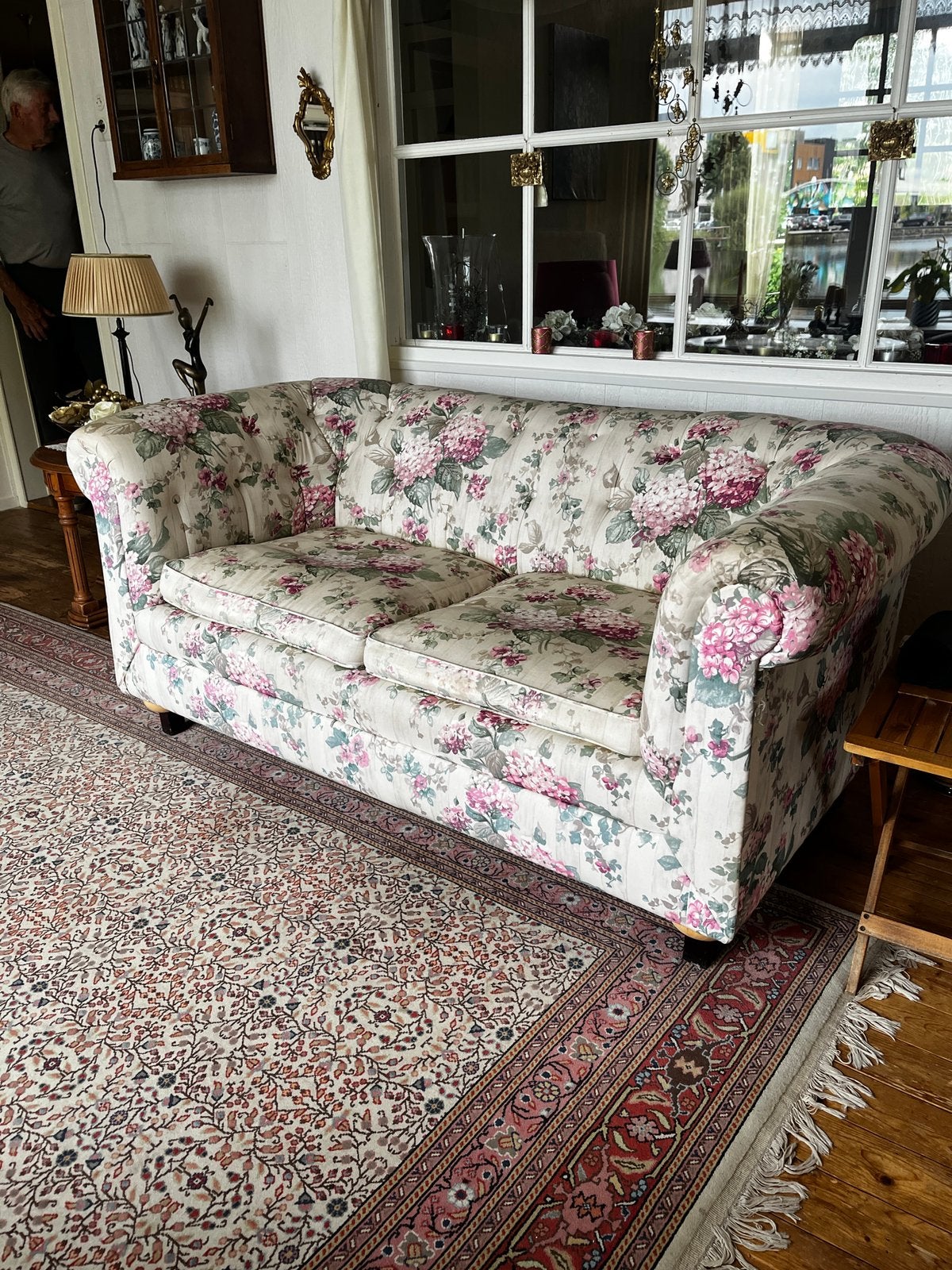 2 sits bloemen design bank, Gebruikt, Verzenden, 150 tot 200 cm, 75 tot 100 cm