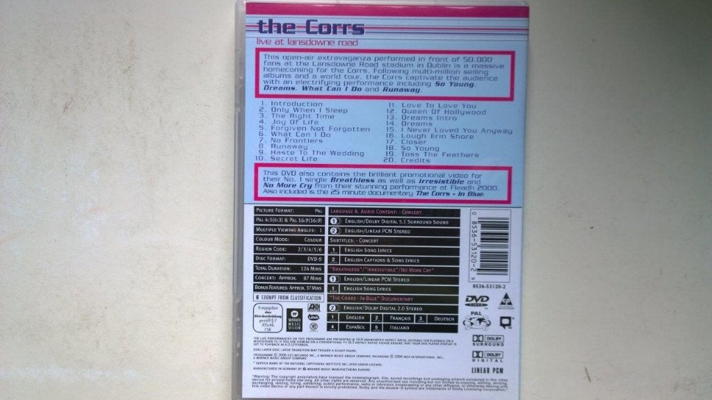 The Corrs - Live At Landsdowne Road (DVD), Alle leeftijden, Ophalen of Verzenden, Zo goed als nieuw, Concert