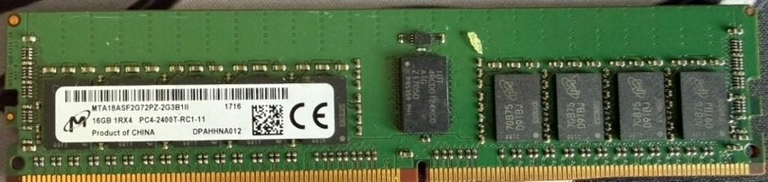 16GB 2400Mhz MTA18ASF2G72PZ-2G3B1 ECC RAM geheugen, Gebruikt, Server, DDR4, Ophalen of Verzenden