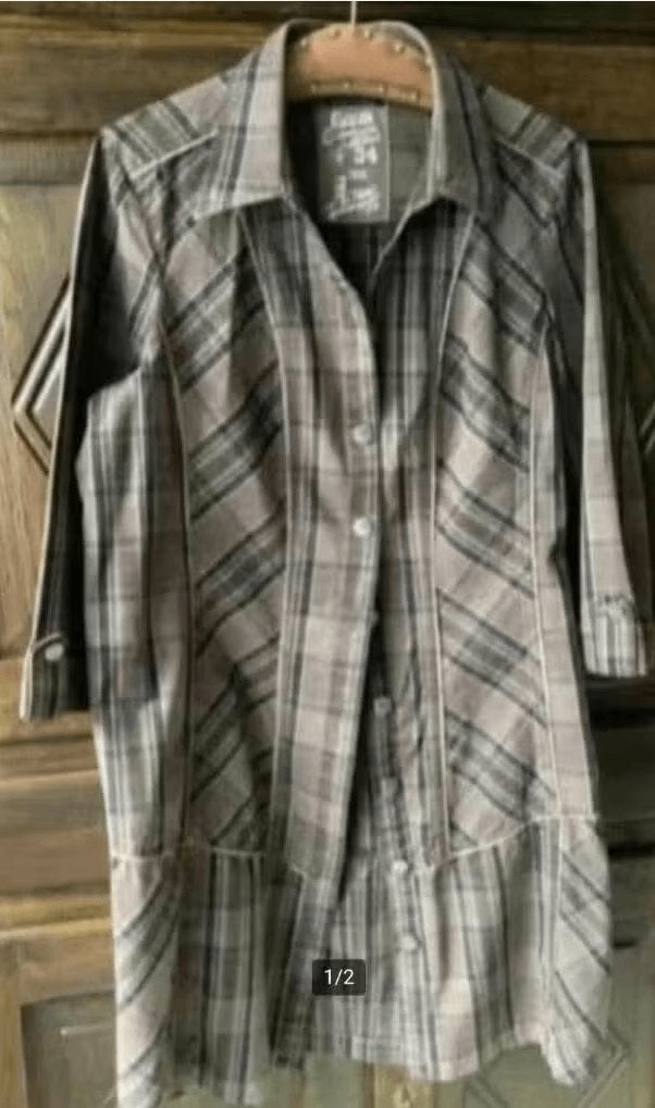 Bruin zwart geruite hemdjurk, jurk, zomerjas; Cecil; oto 57, Kleding | Dames, Grote Maten, Ophalen of Verzenden, Zo goed als nieuw