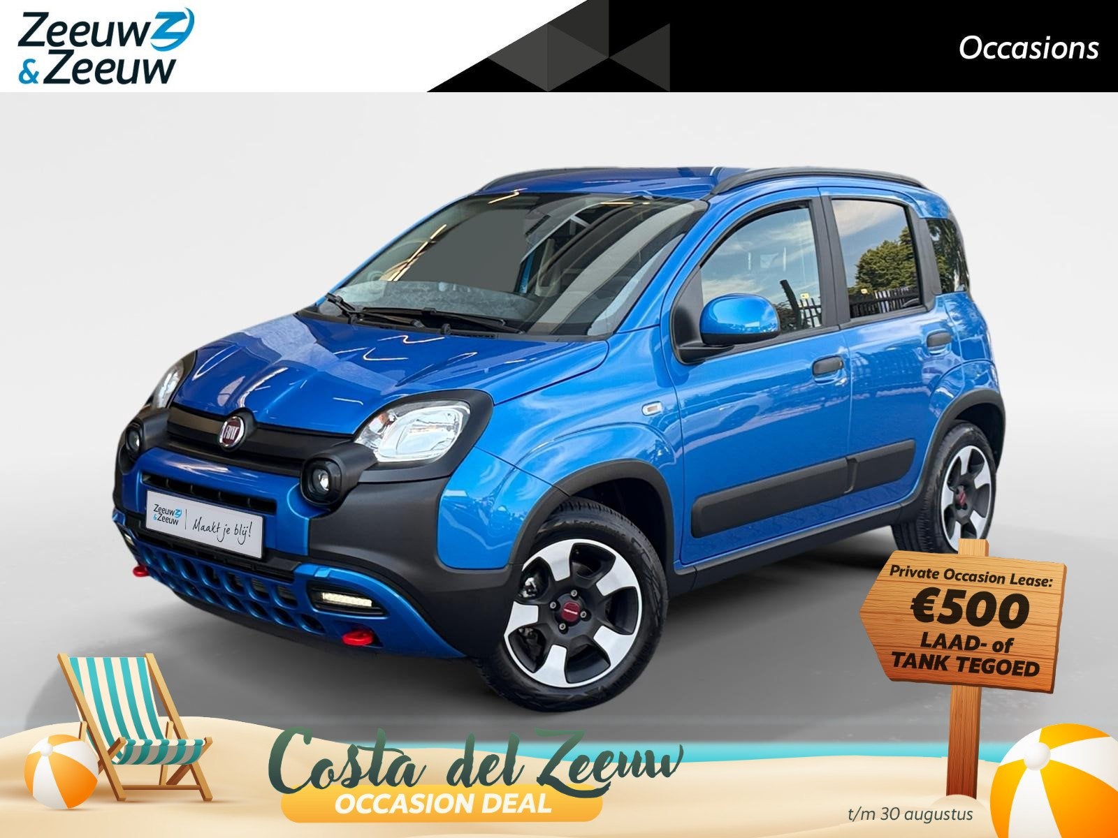 Fiat Panda 1.0 Hybrid Cross GRATIS WINTERBANDEN | AIRCO | PA, Auto's, 12 maanden, Stof, Panda, Blauw