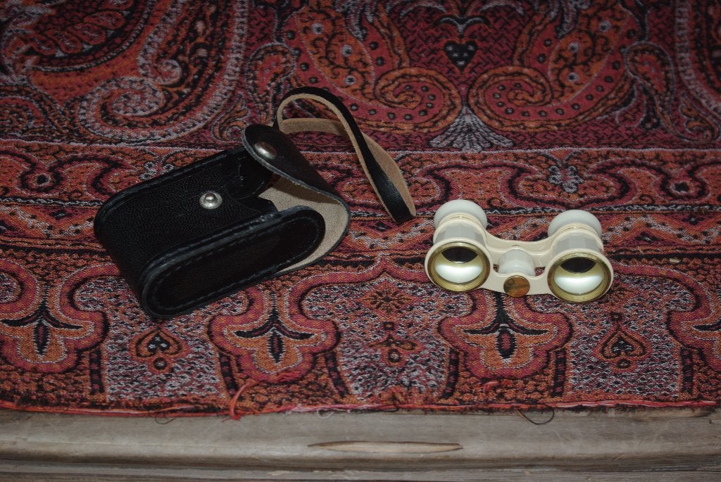Vintage Opera Verrekijker met Etui - Crème en Goud, Ophalen of Verzenden