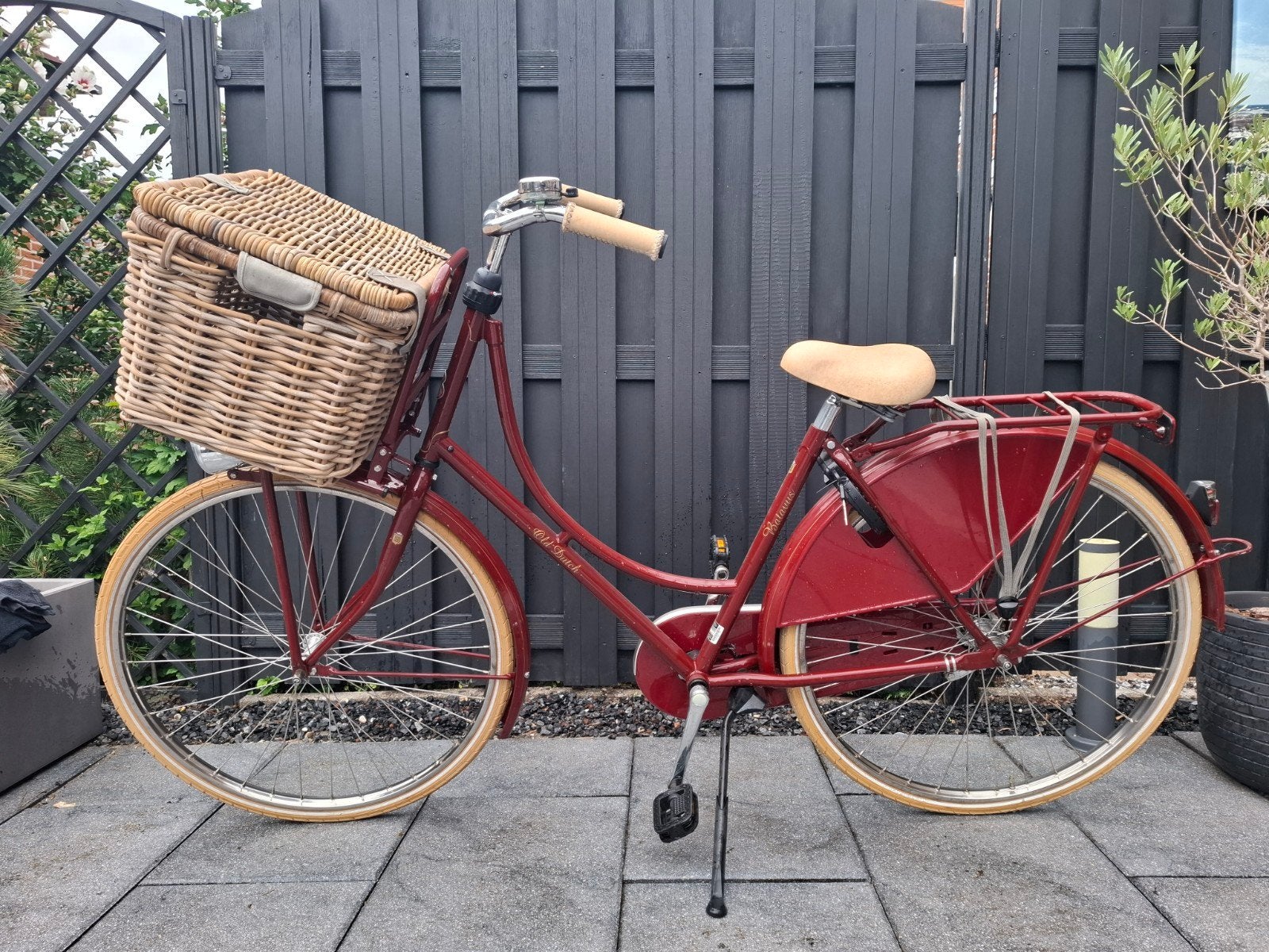 Vintage Damesfiets met Mand - Klassiek Rood, Terugtraprem, Ophalen, Overige merken, 53 tot 56 cm