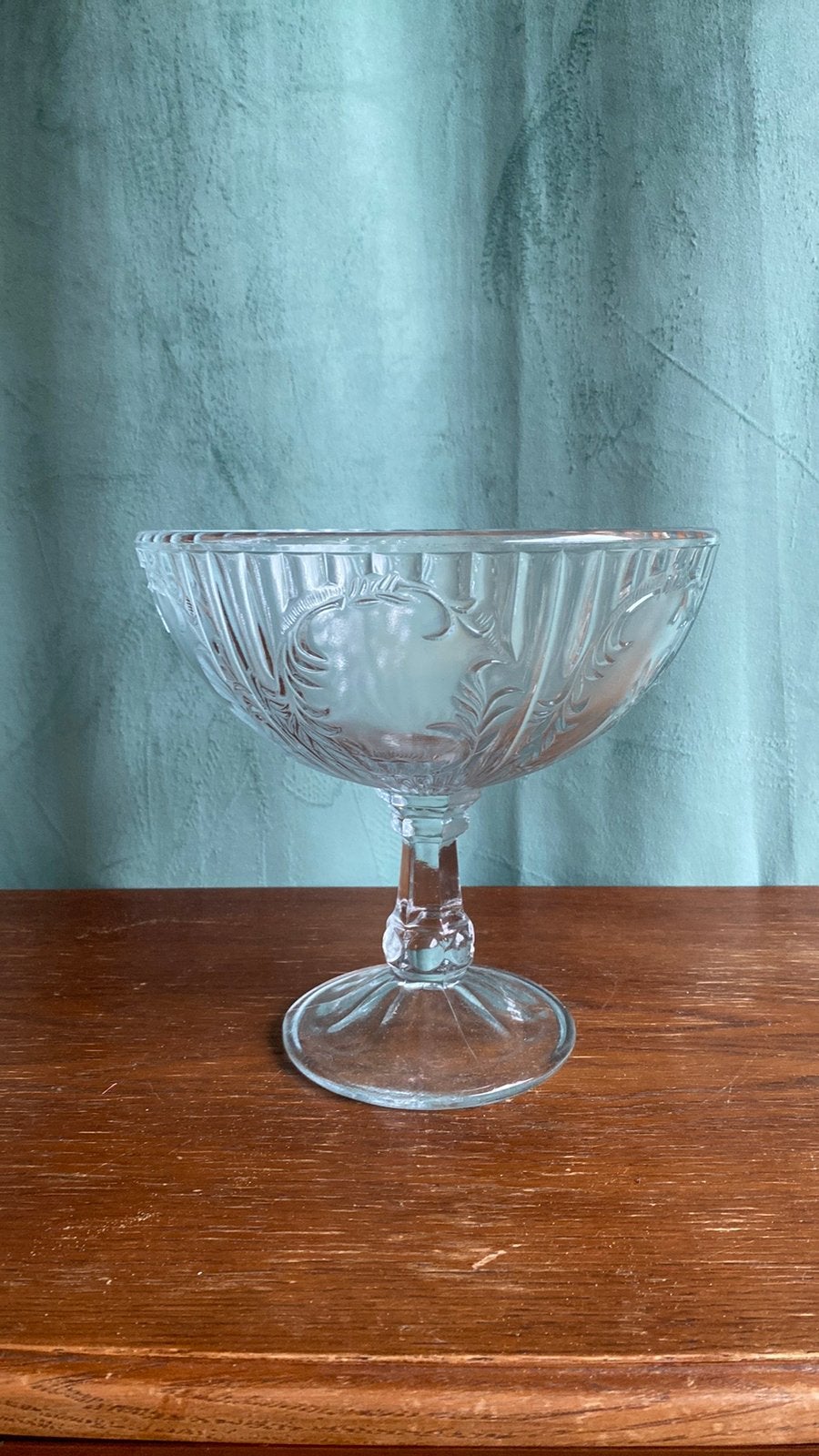 Vintage fruit schaal antiek bowl retro glas kristal look, Ophalen of Verzenden