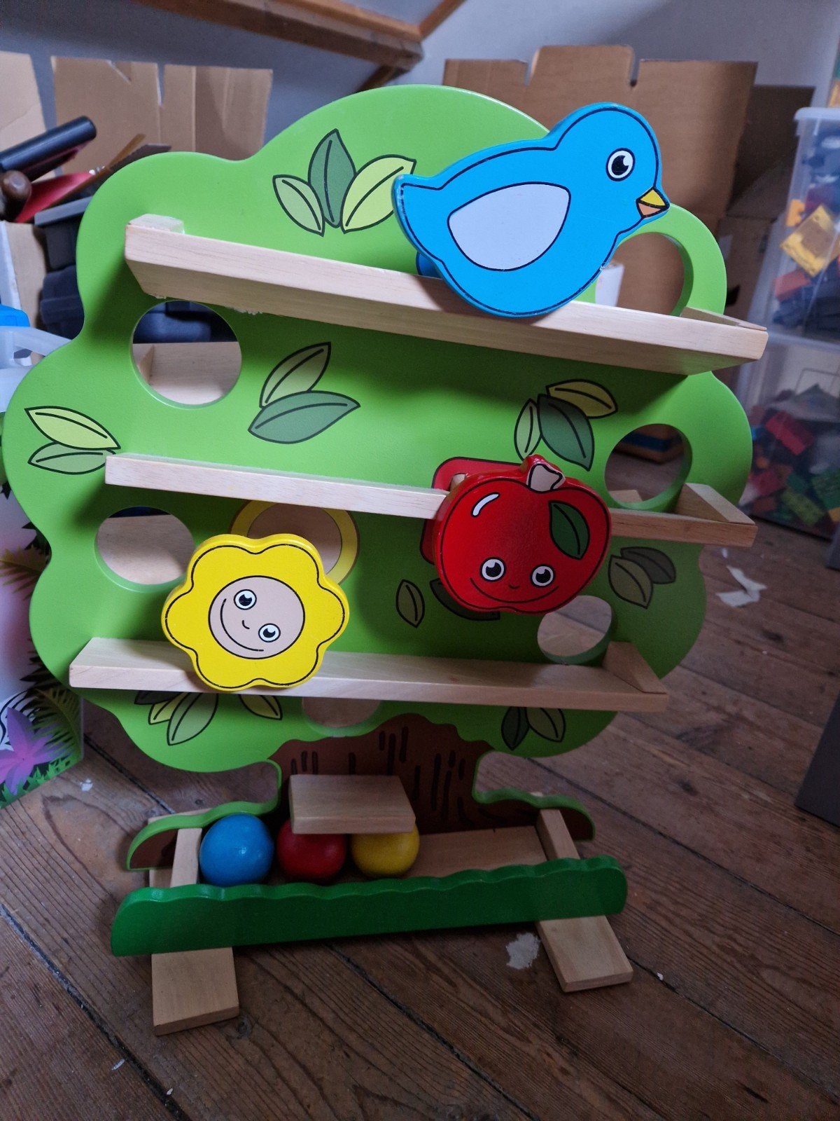 Houten Knikkerbaan Boom met Ballen - Zo goed als nieuw, Ophalen, Gebruikt, Overige typen