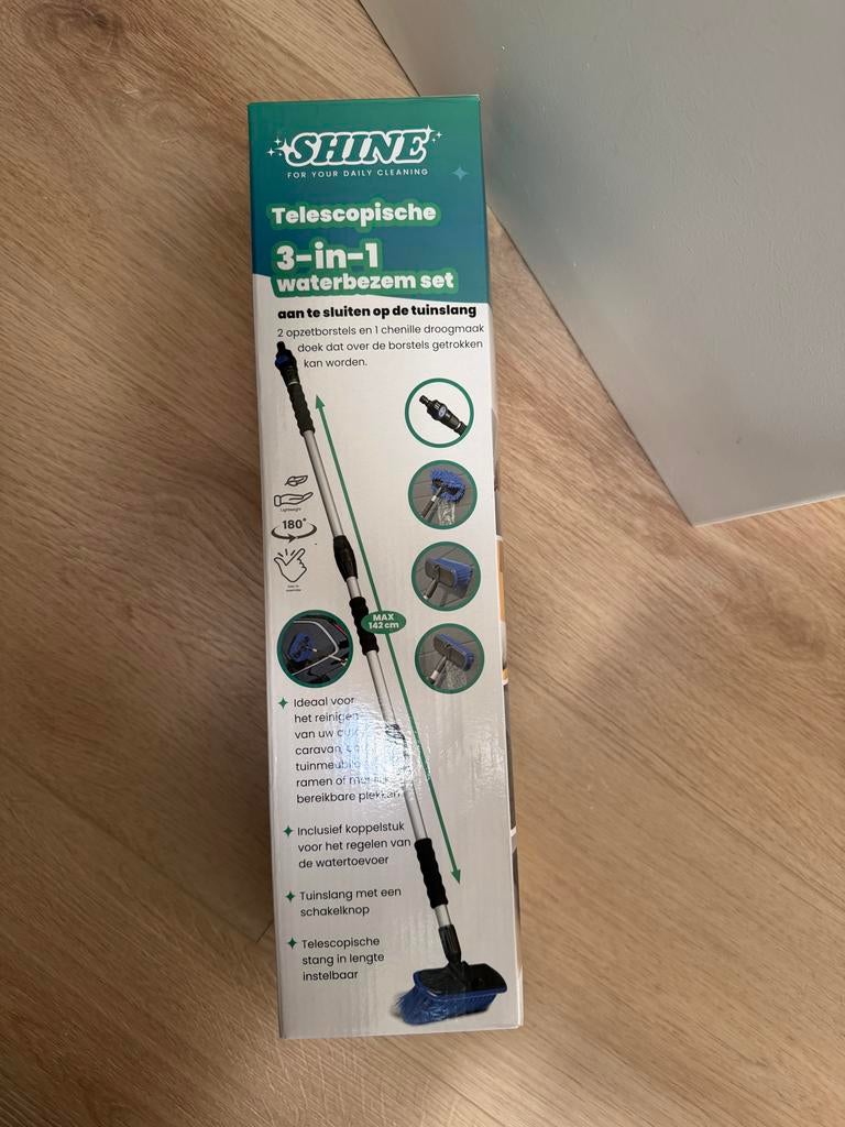 SHINE Telescopische 3-in-1 waterbezem set, Ophalen, Nieuw, Bezem
