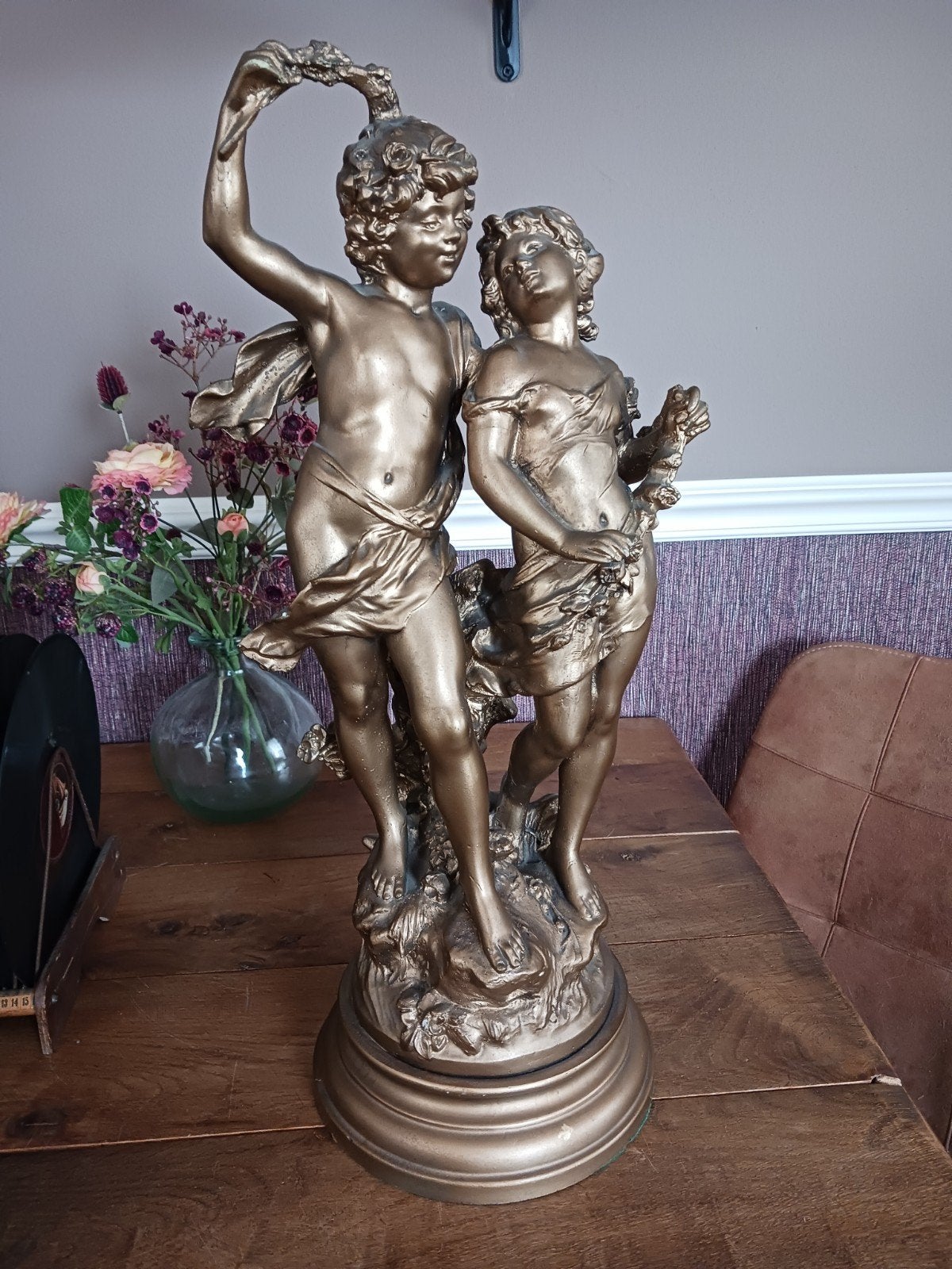 Gipsen beeld man vrouw 60 cm hoog, Ophalen