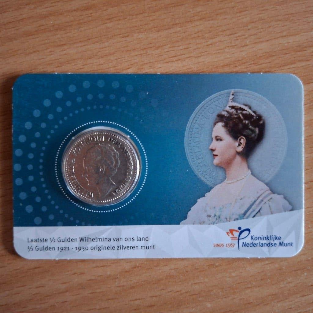 Wilhelmina ½ Gulden 1930 in coincard, Postzegels en Munten, Munten | Nederland, Ophalen of Verzenden, Koningin Wilhelmina, ½ gulden