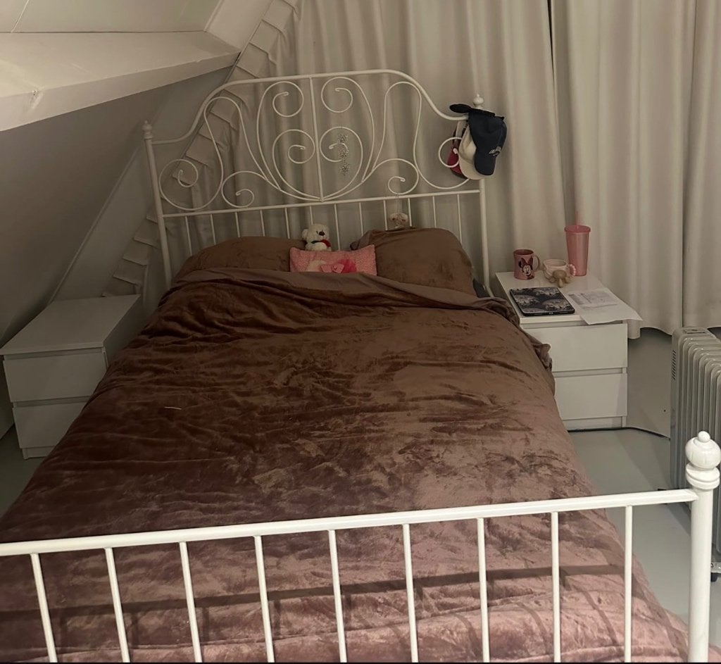 Bed 1.40x2.00, Gebruikt, Wit, Tweepersoons, 200 cm