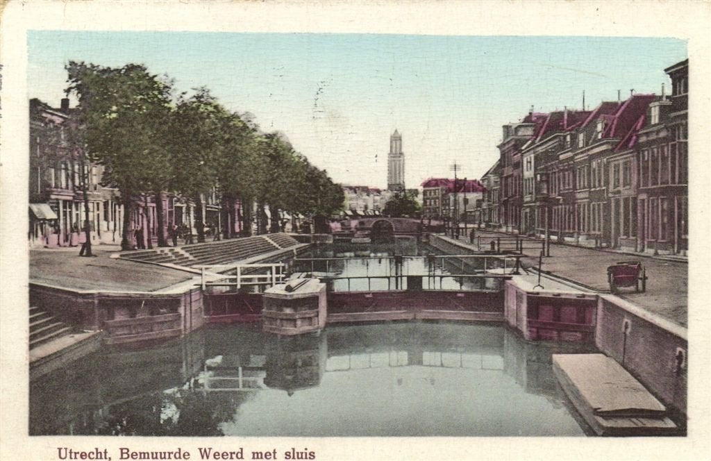 Utrecht, Bemuurde Weerd met sluis - Dom toren - 1924 gelopen, Verzenden, 1920 tot 1940, Gelopen, Utrecht