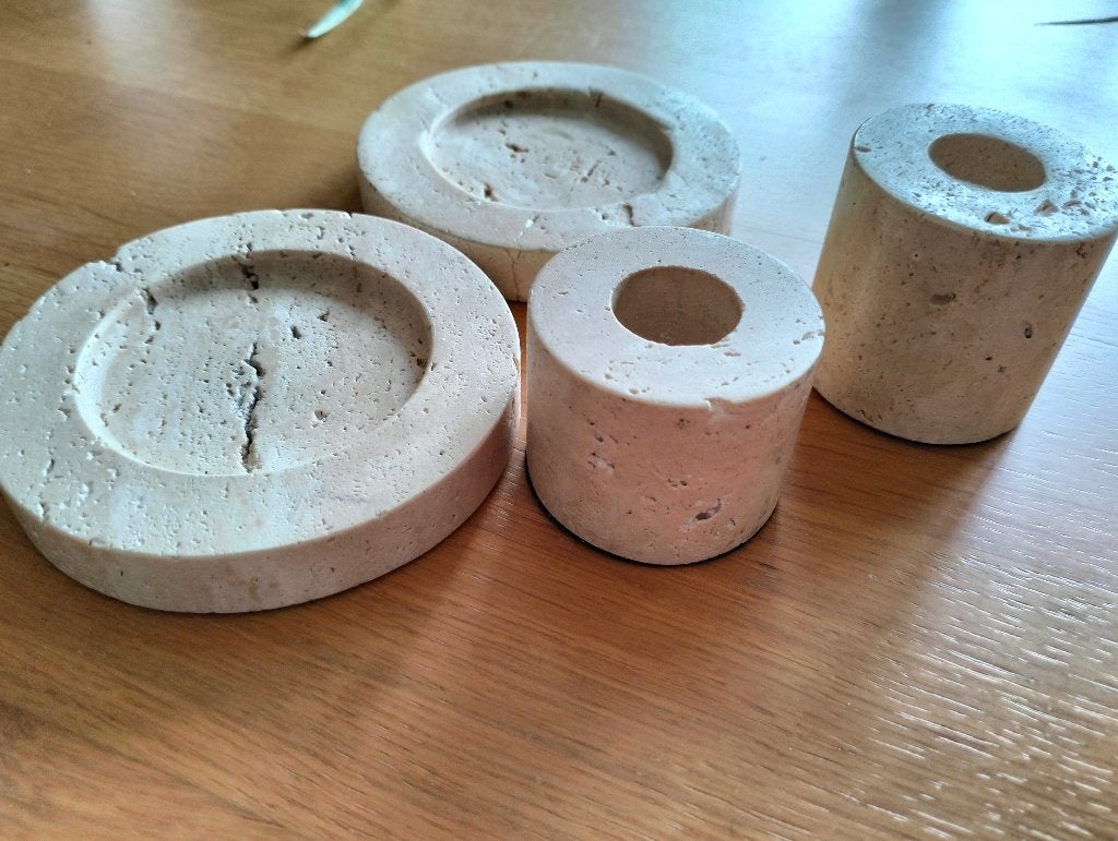 Travertin kaarsenstandaard, kaarsenhouder, Ophalen, Overige materialen, Beige, Nieuw