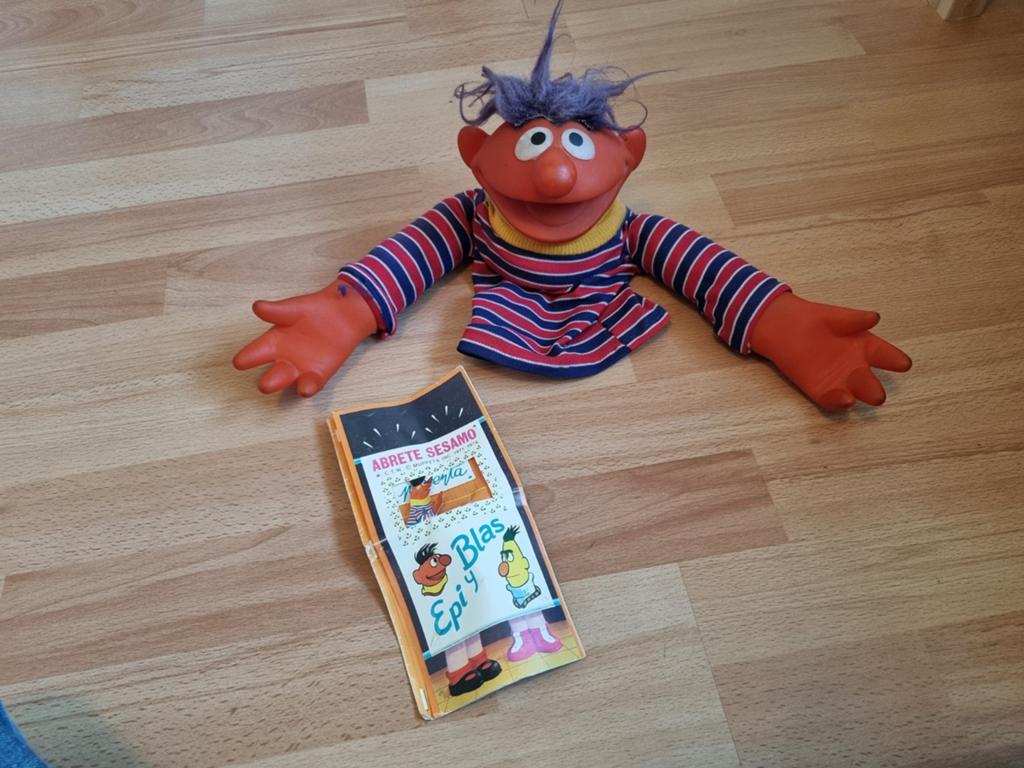 Vintage Bert en Ernie handpop jaren '80 - Sesamstraat, Ophalen of Verzenden, Gebruikt, Overige typen