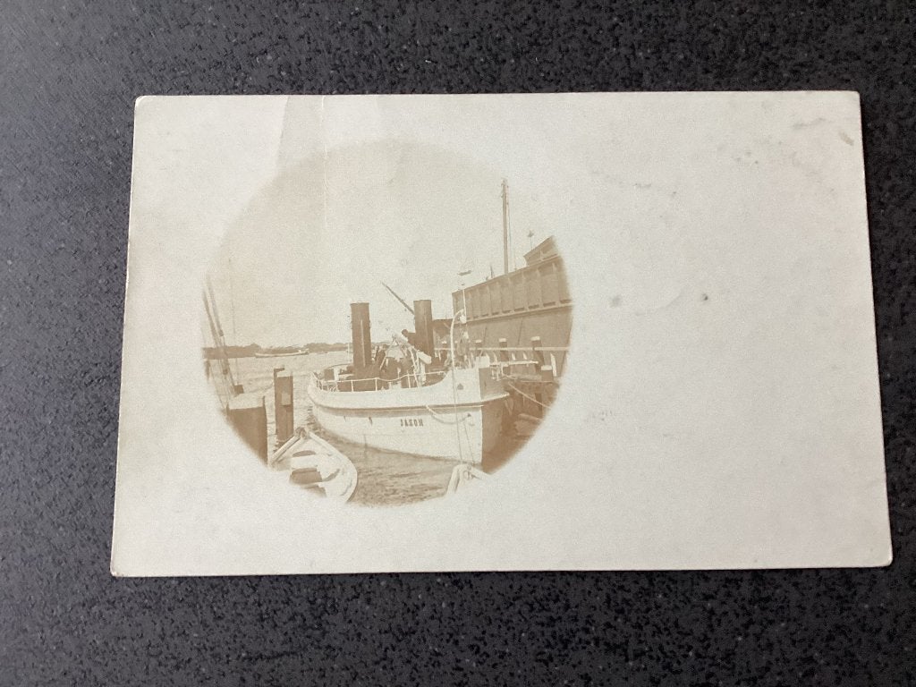 Fotokaart Amsterdam (Brandweerboot Jason), Ophalen of Verzenden, Voor 1920, Ongelopen, Noord-Holland