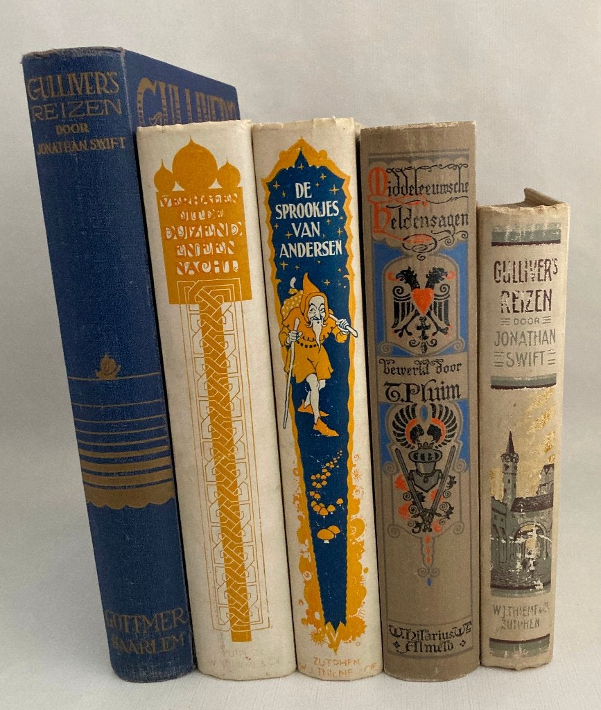 Partijtje met 5 oude geïllustreerde kinderboeken, Verzenden, Gelezen, Kind en Jeugd