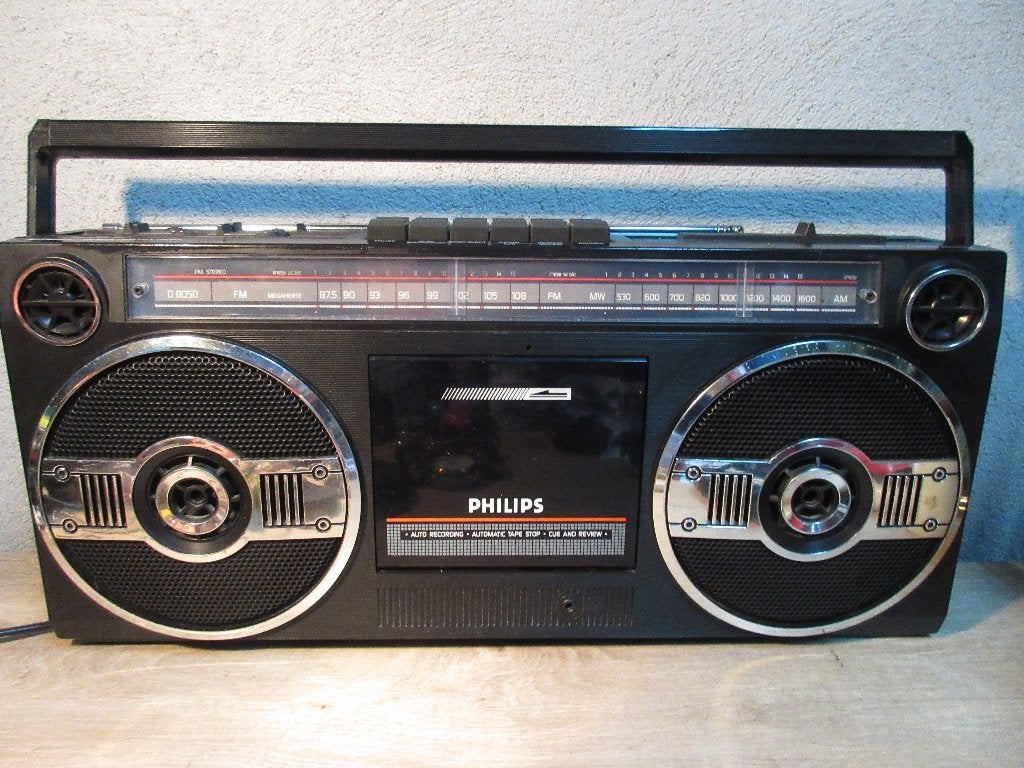Vintage Philips D8050 draagbare radio cassetterecorder, Ophalen of Verzenden, Gebruikt