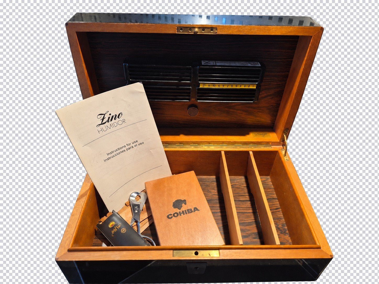 Luxe Zino Davidoff Humidor + Houten Cohiba Kistje & Solingen, Ophalen, Gebruikt, Tabaksdoos of Verpakking