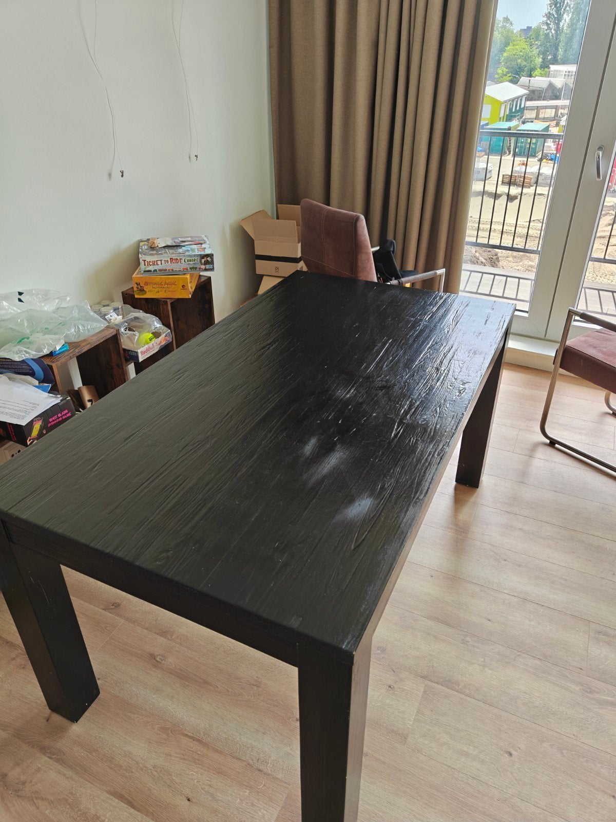 Zwarte eettafel 160x90x80 cm - Gebruikt, goede staat, Ophalen, Gebruikt, 50 tot 100 cm, 150 tot 200 cm