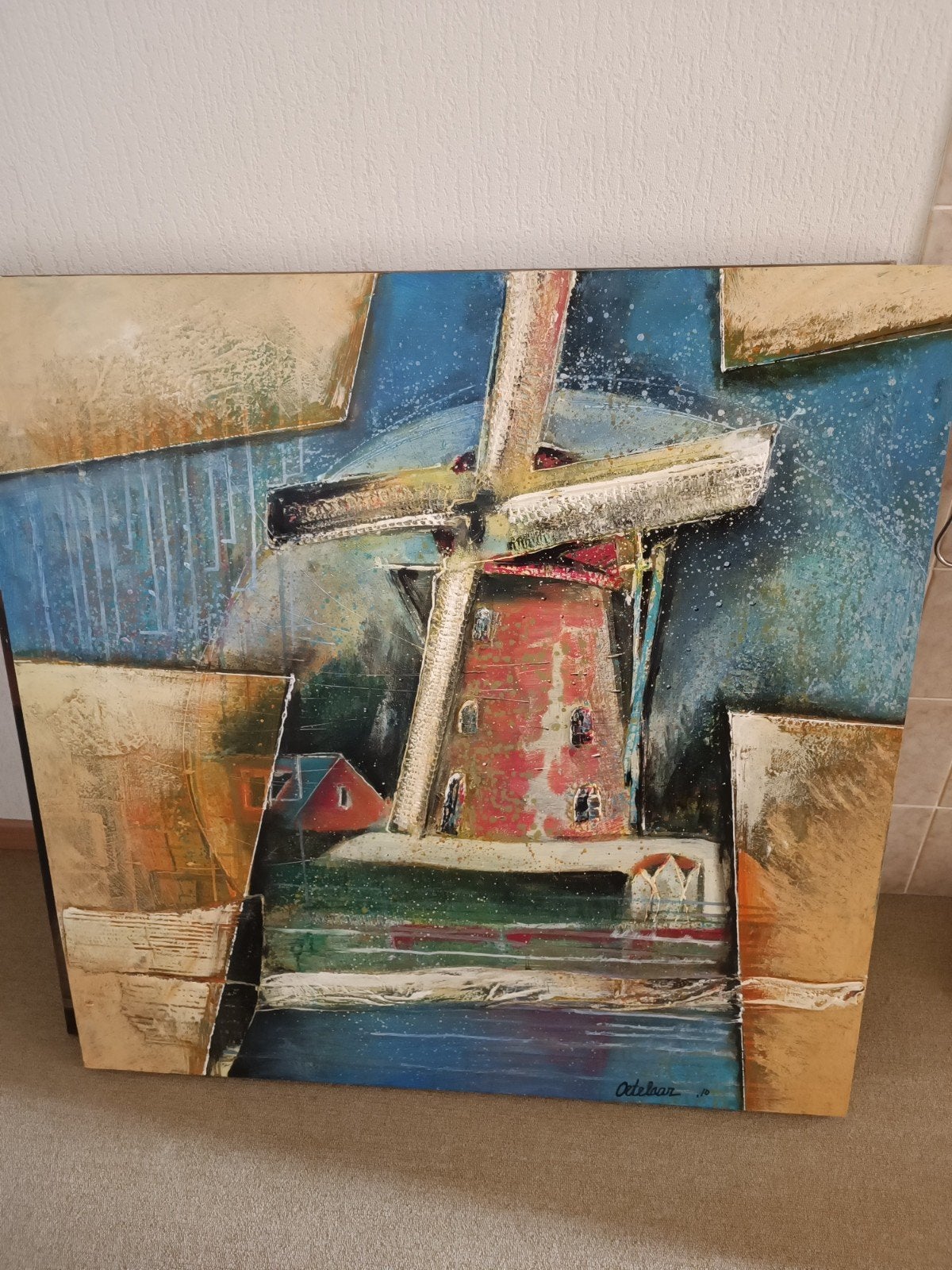 groot schilderij Sint Oda molen weert, Ophalen