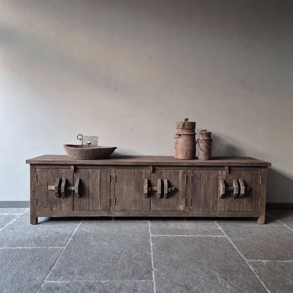 Driftwood tv meubel landelijk sober stoer Jober Wonen, Ophalen, 200 cm of meer, Minder dan 50 cm
