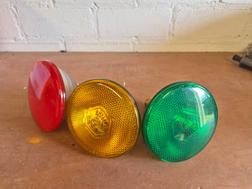 Philips Vintage Gekleurde Gloeilampen / discolampen, Gebruikt, Gloeilamp, 60 watt of meer, E27 (groot)