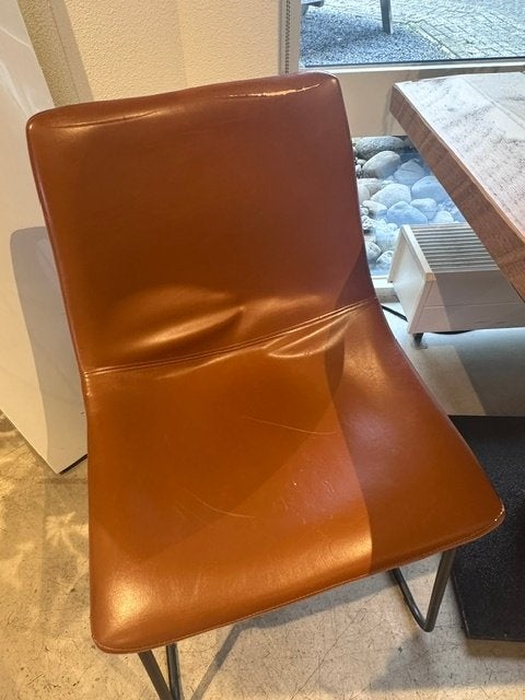 Eetkamerstoel 4 stuks pu leer cognac, Huis en Inrichting, Stoelen, Ophalen, Gebruikt, Bruin, Vier