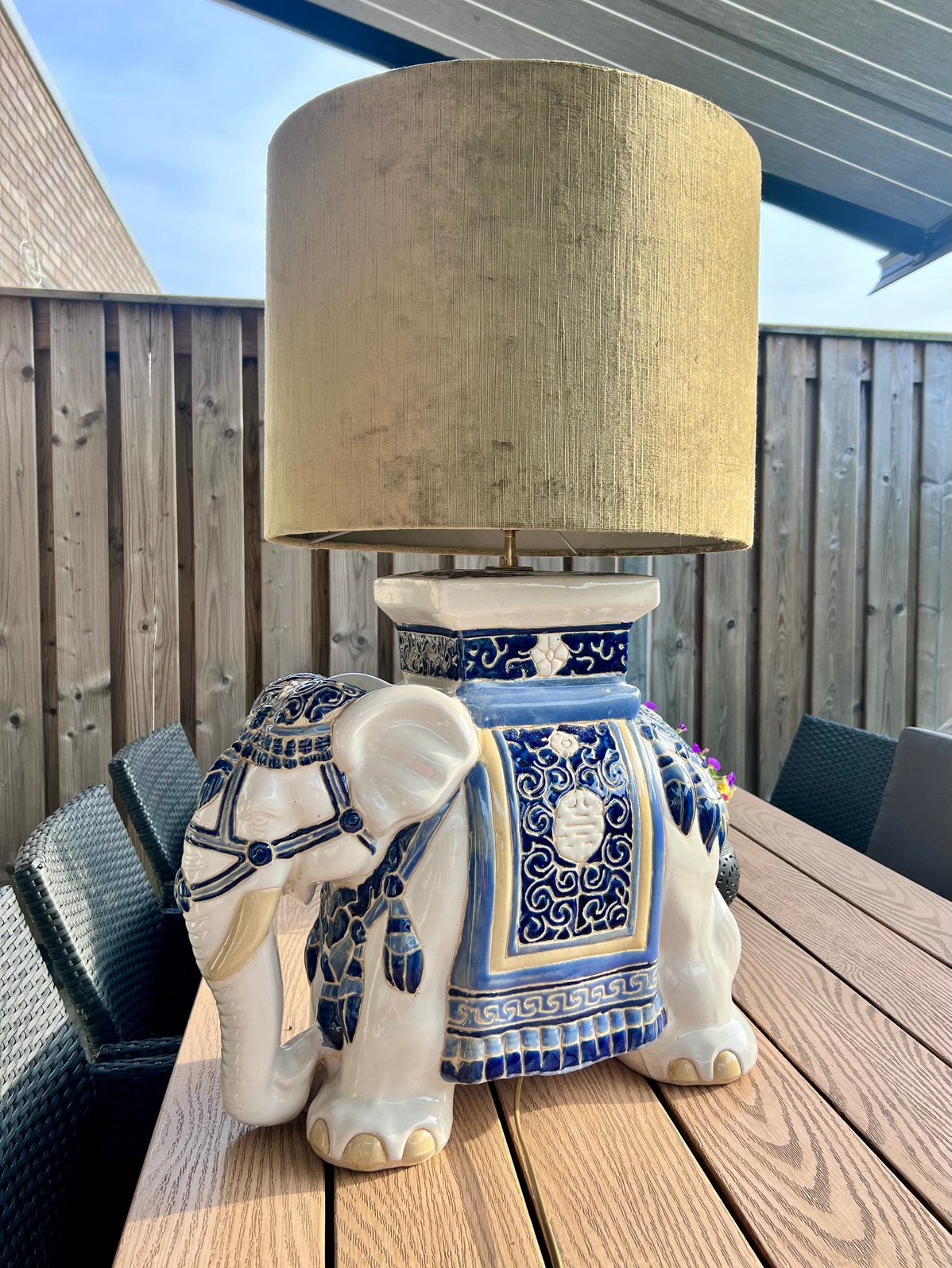 Keramieken olifant XXL lamp, Ophalen, Zo goed als nieuw, Rond