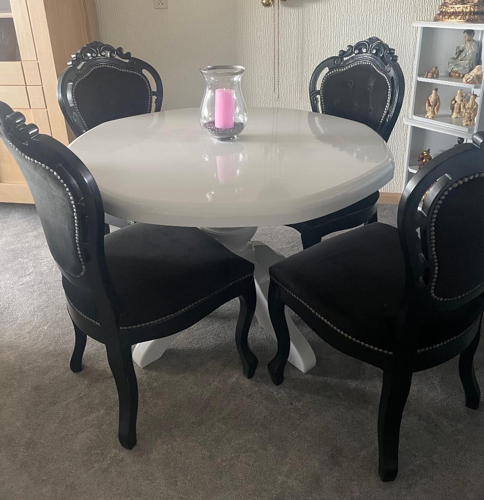 Eethoek + 4 stoelen, Huis en Inrichting, Tafels | Eettafels, Ophalen, Gebruikt, Rond, Vier personen