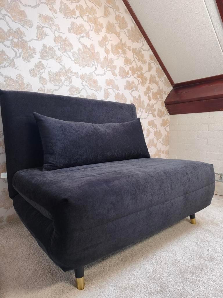 Maison du Monde slaapbank, Ophalen, Zwart, 140 cm, Twijfelaar