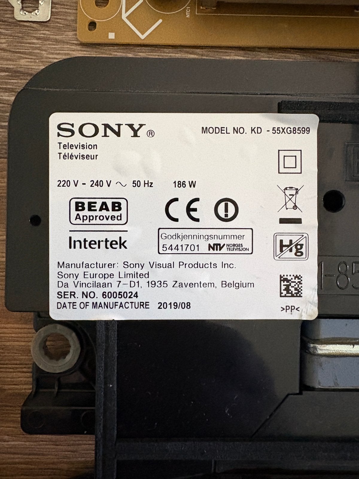 Sony KD-55XG8599, Ophalen, Zo goed als nieuw, Overige typen