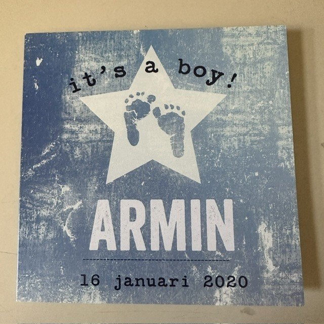 Gebortekaartje  Armin 16-1-2020, Ophalen of Verzenden, 2000 tot heden, Geboortekaartje