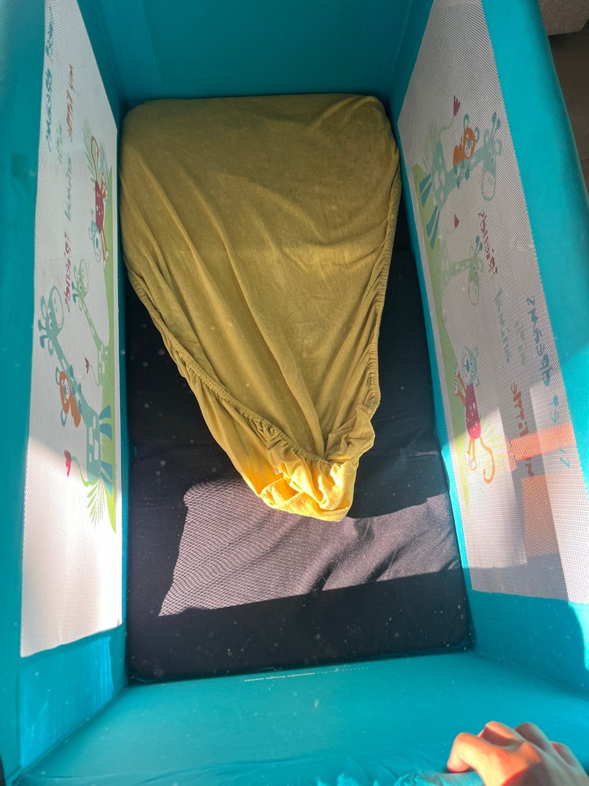 Prénatal Reisbedje met matras - turquoise, Ophalen of Verzenden, Gebruikt, Reisbedje