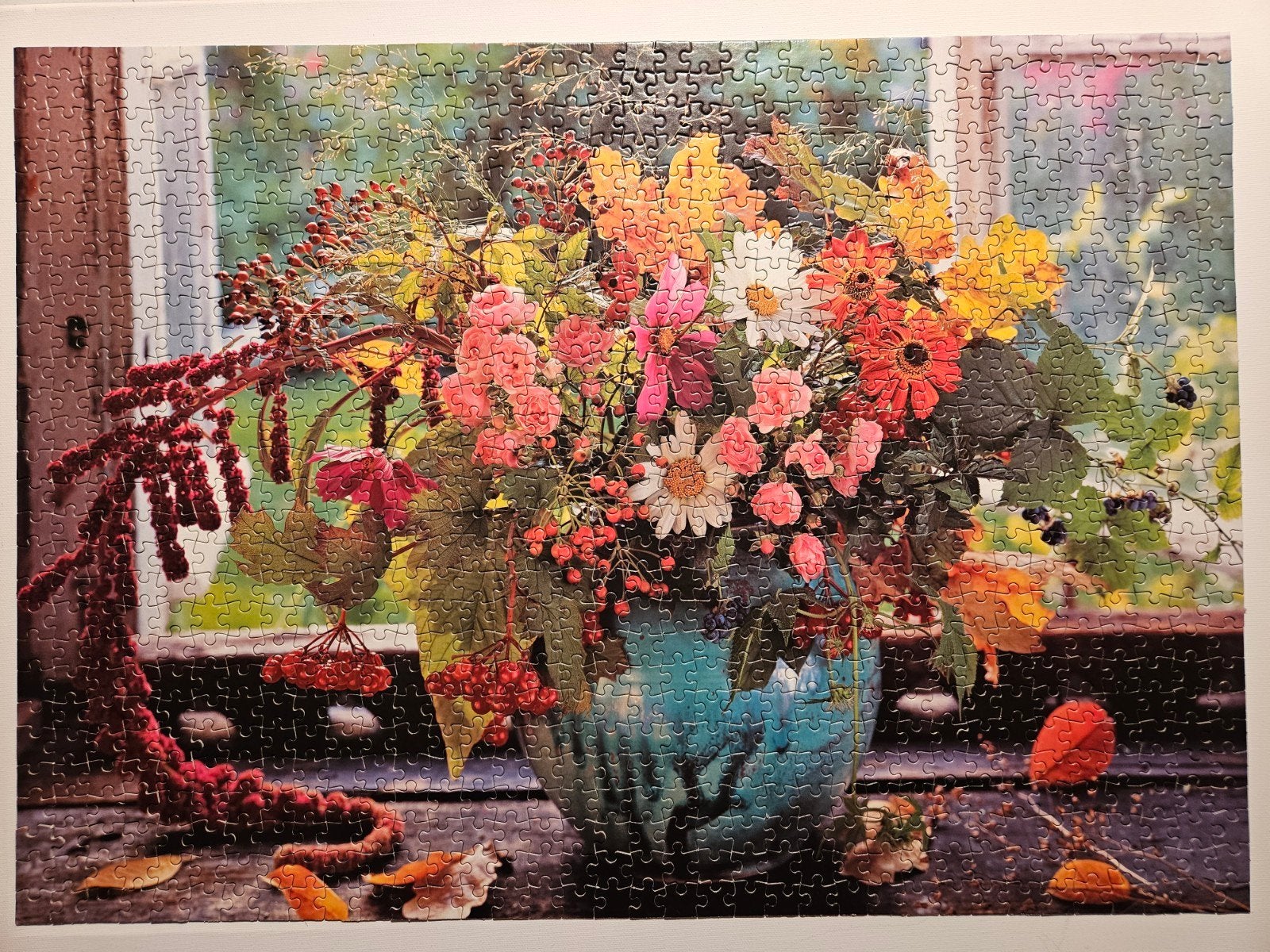 King Puzzle 1000 stukjes - Autumn Flowers, Ophalen of Verzenden, 500 t/m 1500 stukjes, Gebruikt, Legpuzzel