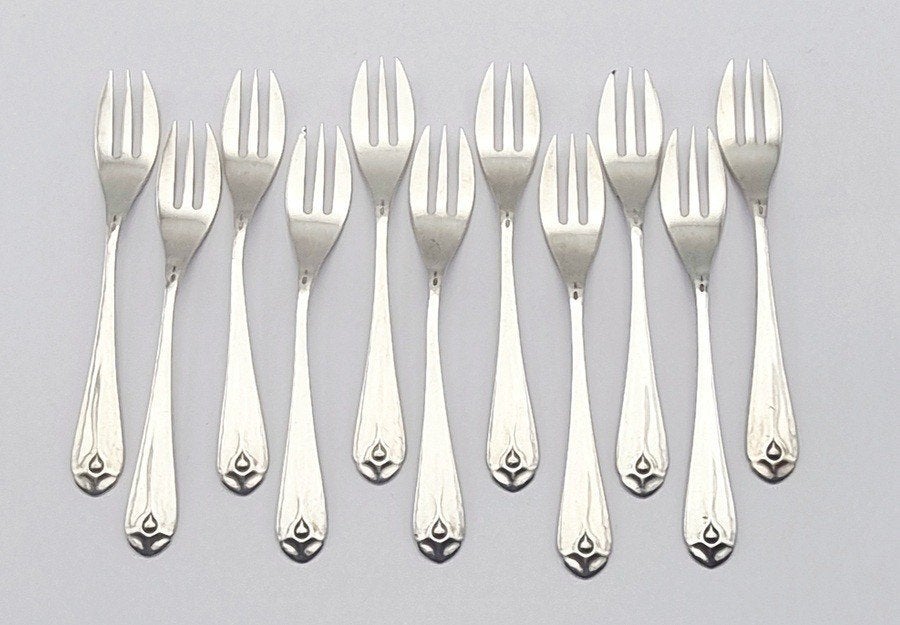 54. Zilveren Art Deco gebaksvorkjes, H. Hooijkaas - ca. 1930, Ophalen