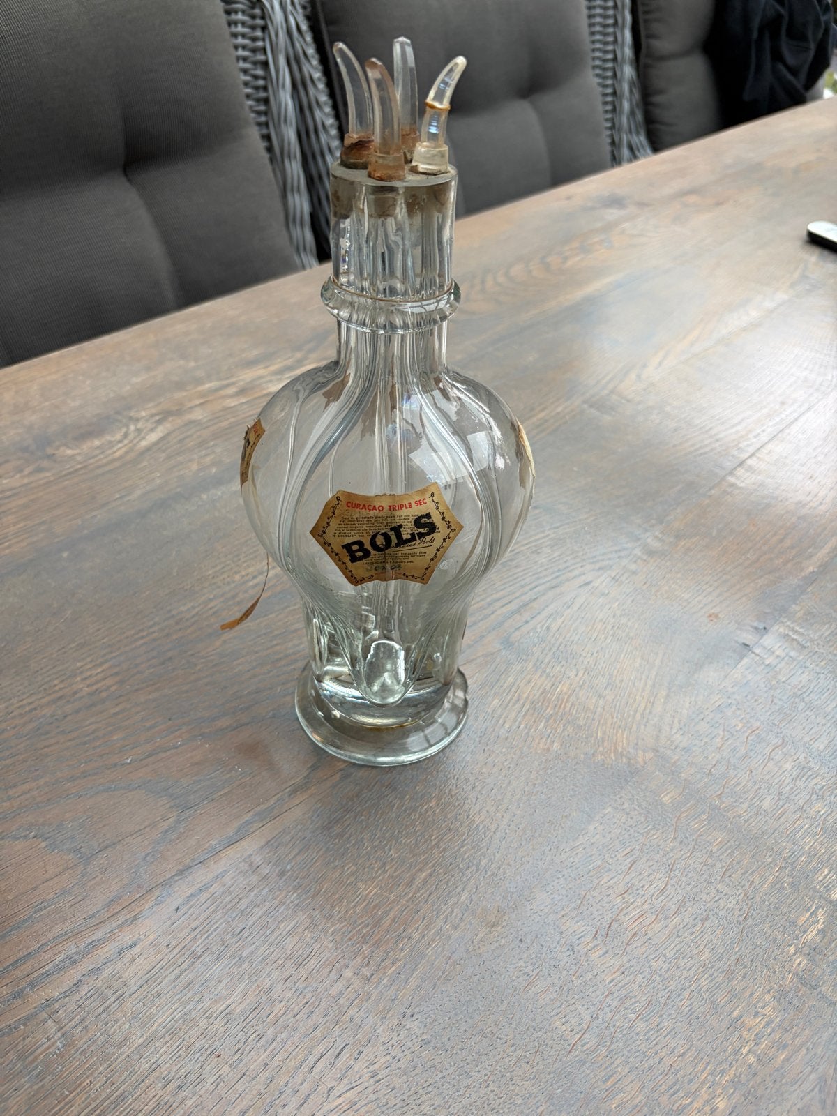 Vintage Bols likeurfles met 4 compartimenten, Ophalen