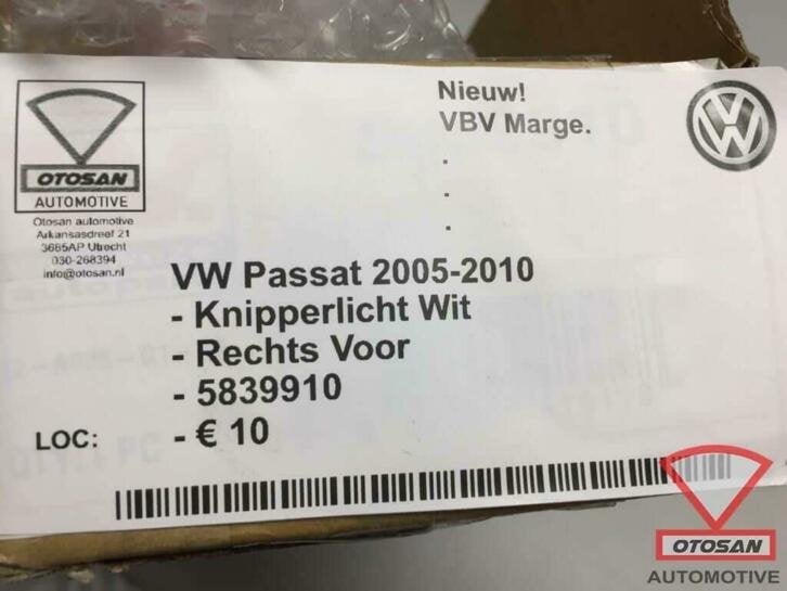 vw passat 2005 2010 knipperlicht nieuw! rechts voor 5839910, Volkswagen, Volkswagen AG, Nieuw, Berliner Ring 2
38440  Wolfsburg, DE