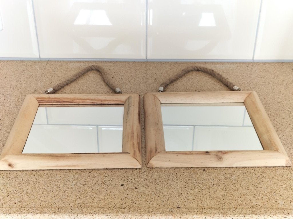 Twee prachtige spiegels boom hout lijst rand vierkant 30 cm, Minder dan 50 cm, Vierkant, Ophalen of Verzenden, Zo goed als nieuw
