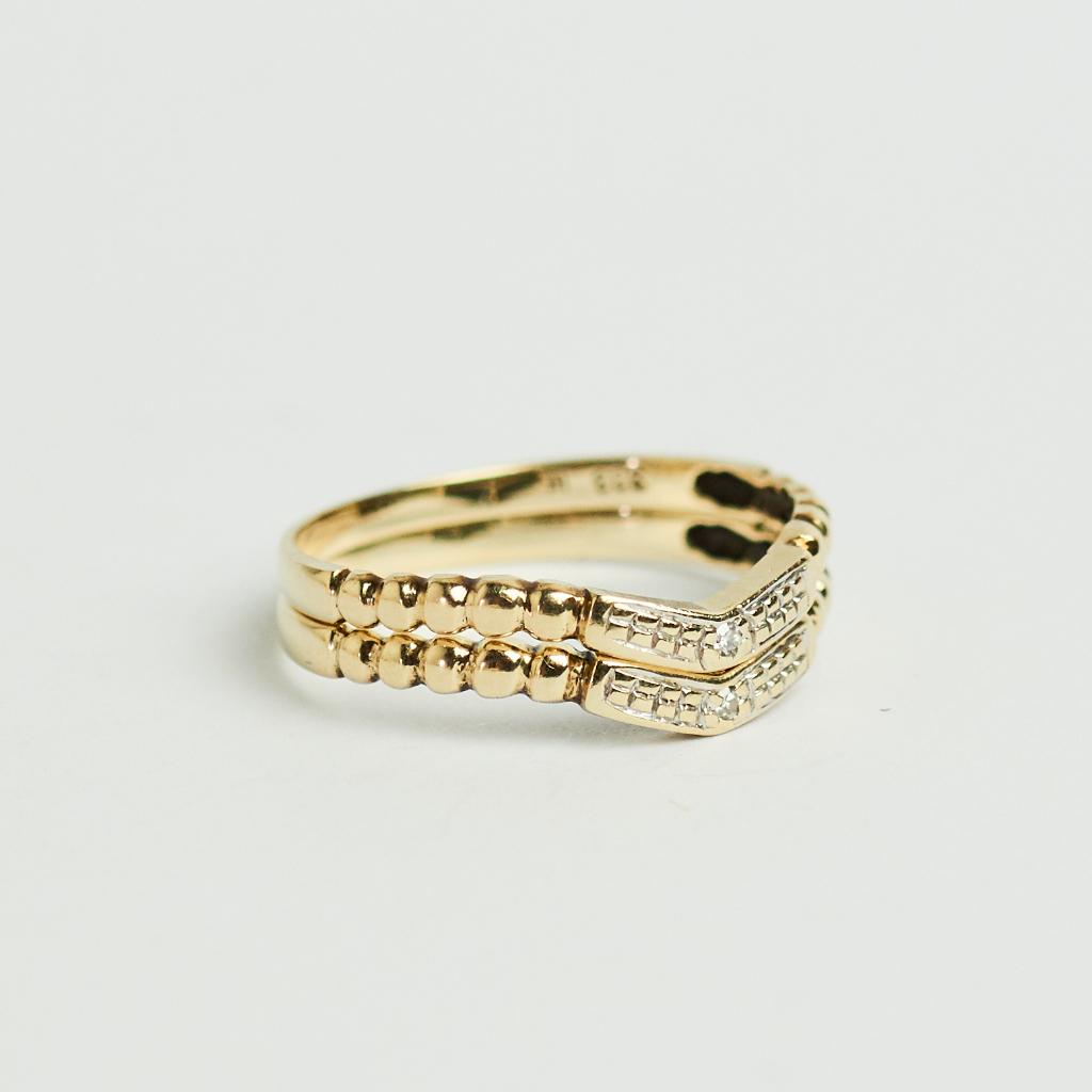 Vintage aanschuifring duo twin ring set 8 karaat goud, Ophalen of Verzenden, Dame, Goud, Goud