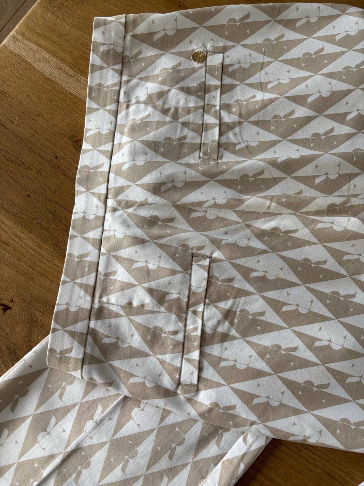 Rosner Alisa Mid Waist Broek met R-patroon, Beige, Ophalen of Verzenden, Zo goed als nieuw, Maat 36 (S)