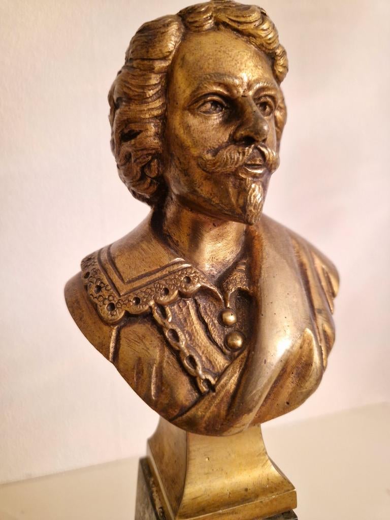 Zeer mooie bronzen buste op marmeren voet, Ophalen of Verzenden