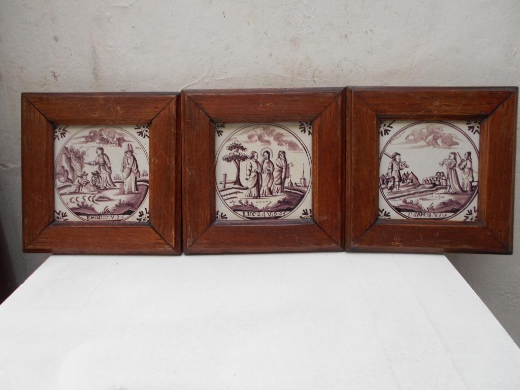 3 antieke delftse tegels BYBEL taferelen, Antiek en Kunst, Antiek | Wandborden en Tegels, Ophalen of Verzenden