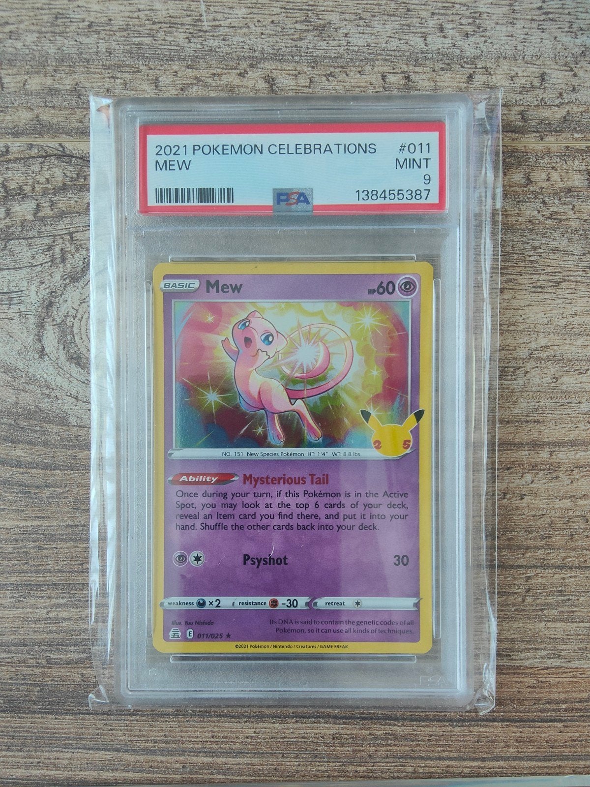 Mew Pokémon Celebrations #011 PSA 9 Mint, Ophalen of Verzenden, Zo goed als nieuw, Losse kaart