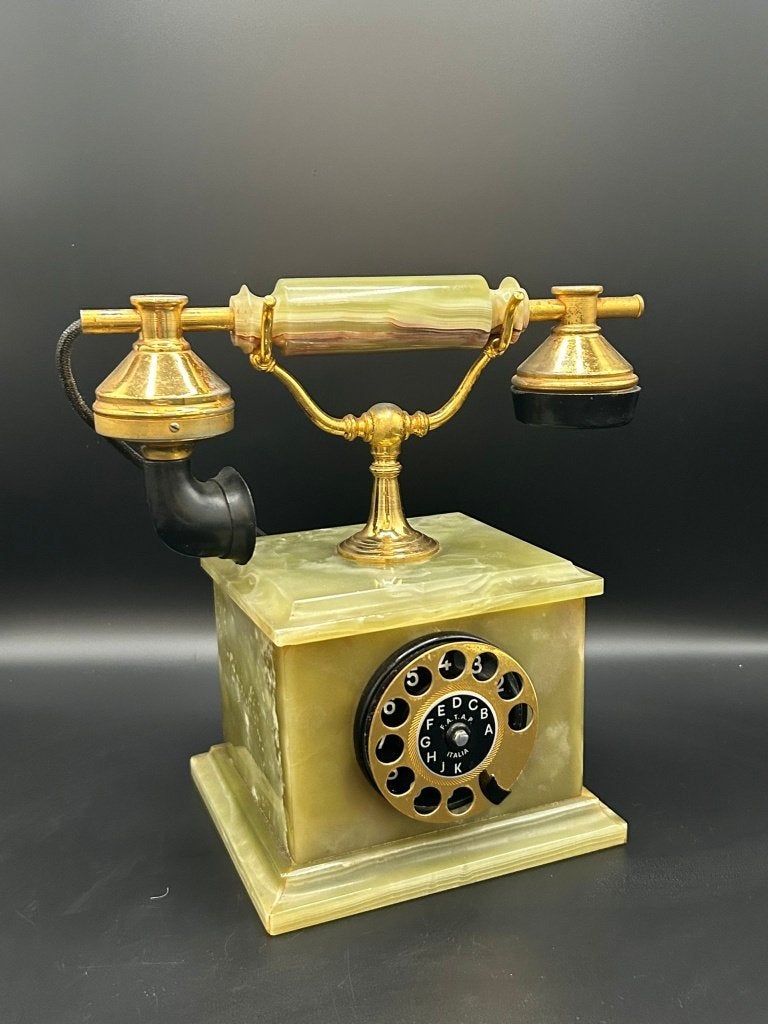 Vintage Onyx Telefoon Italië – Messing & Brons - jaren 50-60, Ophalen