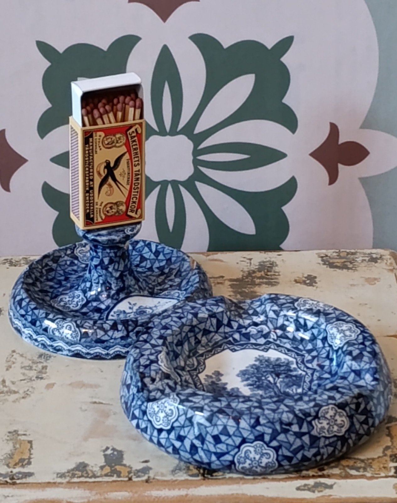 Antieke rookset Villeroy & Boch 'Dresden' (Bonn, ca. 1900), Ophalen of Verzenden