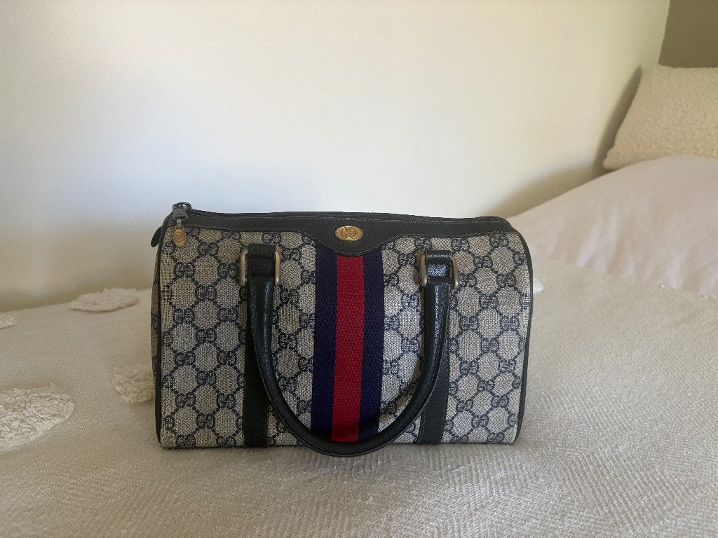 Vintage Gucci Tas, Ophalen of Verzenden, Gebruikt, Blauw, Schoudertasje