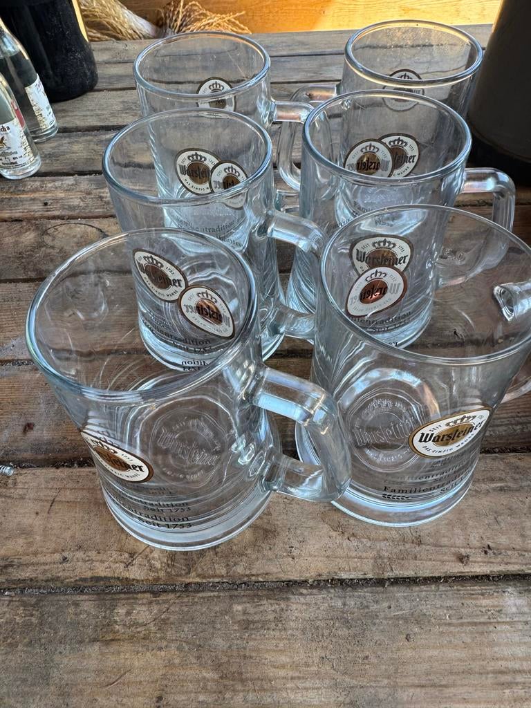 Set van 6 Warsteiner bierpullen / bierglazen, Antiek en Kunst, Antiek | Glas en Kristal, Ophalen