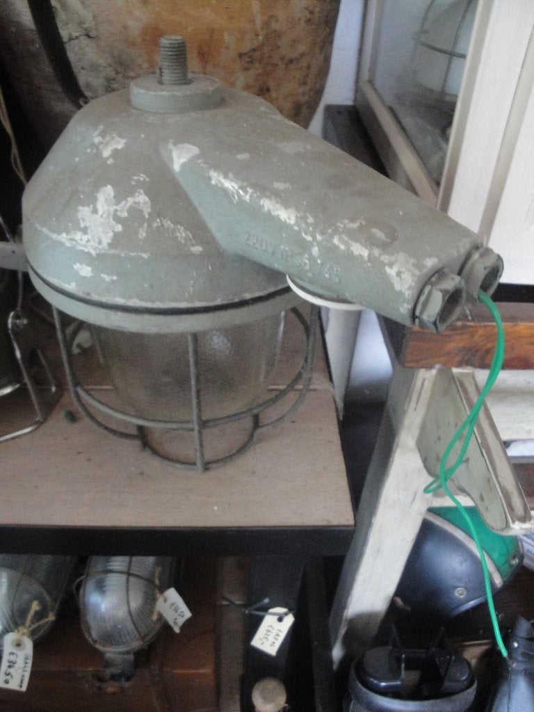industriele stallamp  glas met metaal, Ophalen of Verzenden