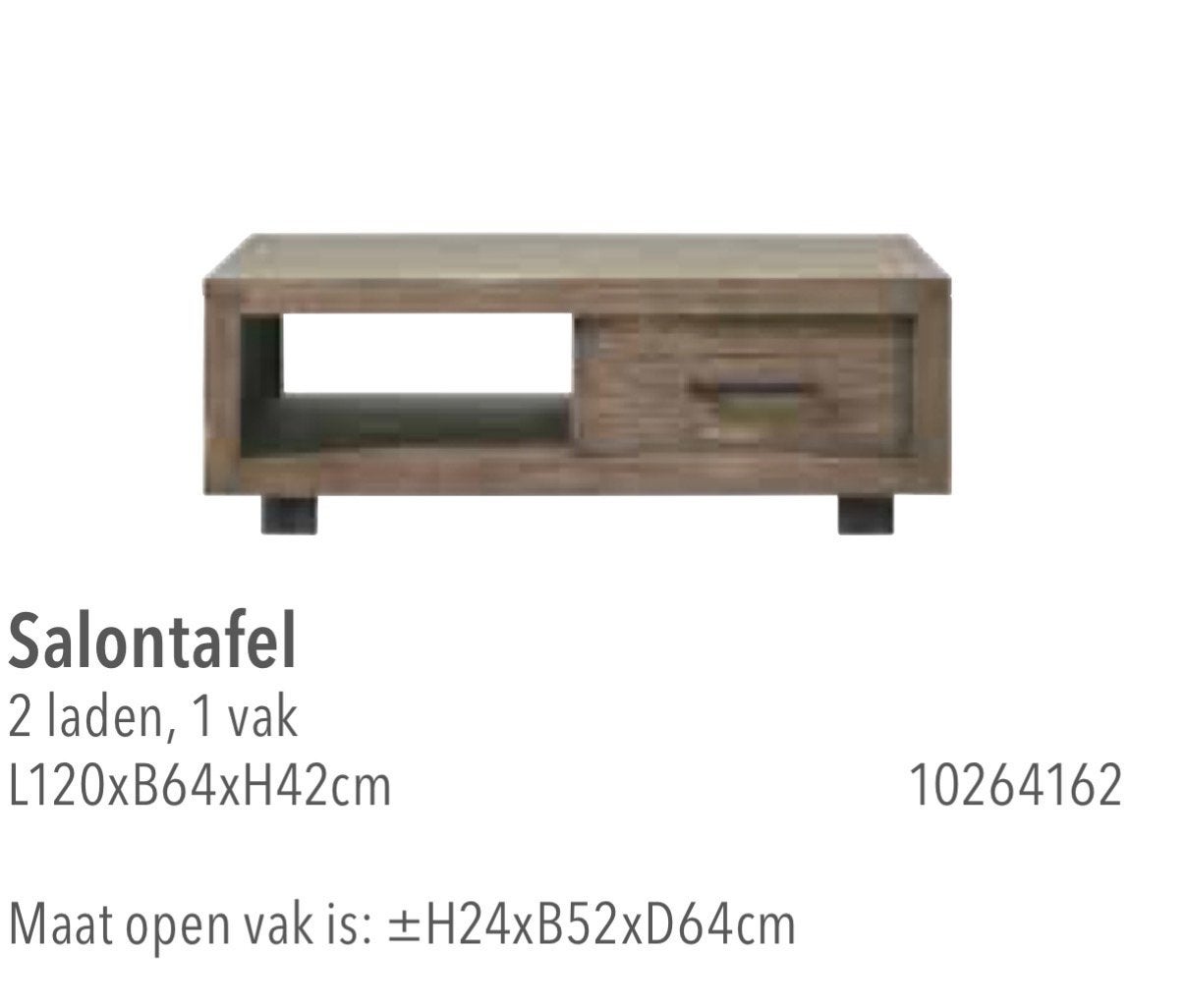 Pronto Alesio Salontafel met 2 laden en 1 vak, Huis en Inrichting, Tafels | Salontafels, Gebruikt, 100 tot 150 cm, Overige houtsoorten